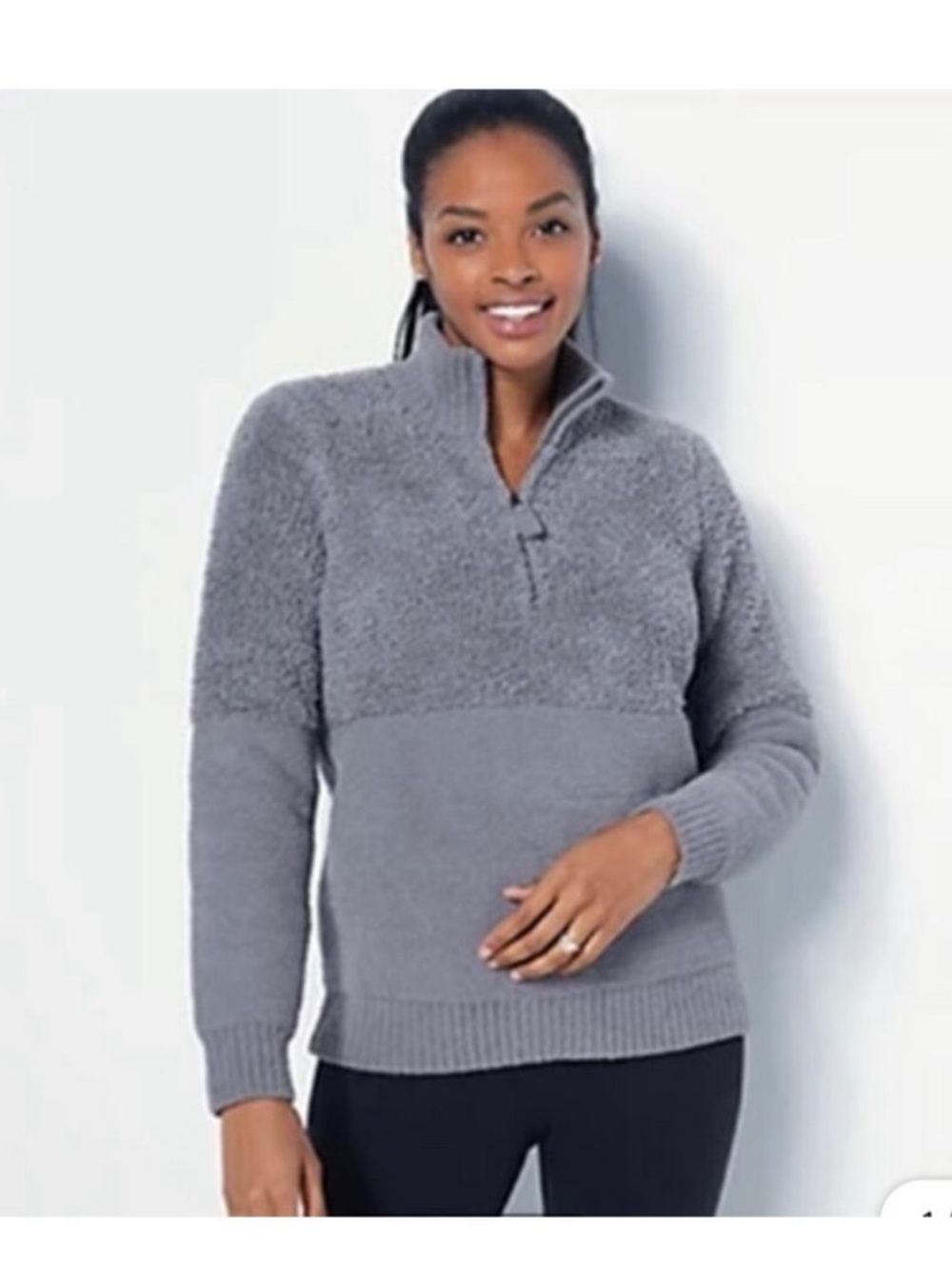 Barefoot Dreams Shearling 3/4 zip Top Women’s cozy chic